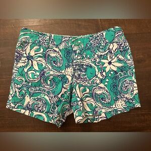 Lilly Pulitzer Green, Blue, and White Floral Women's Shorts